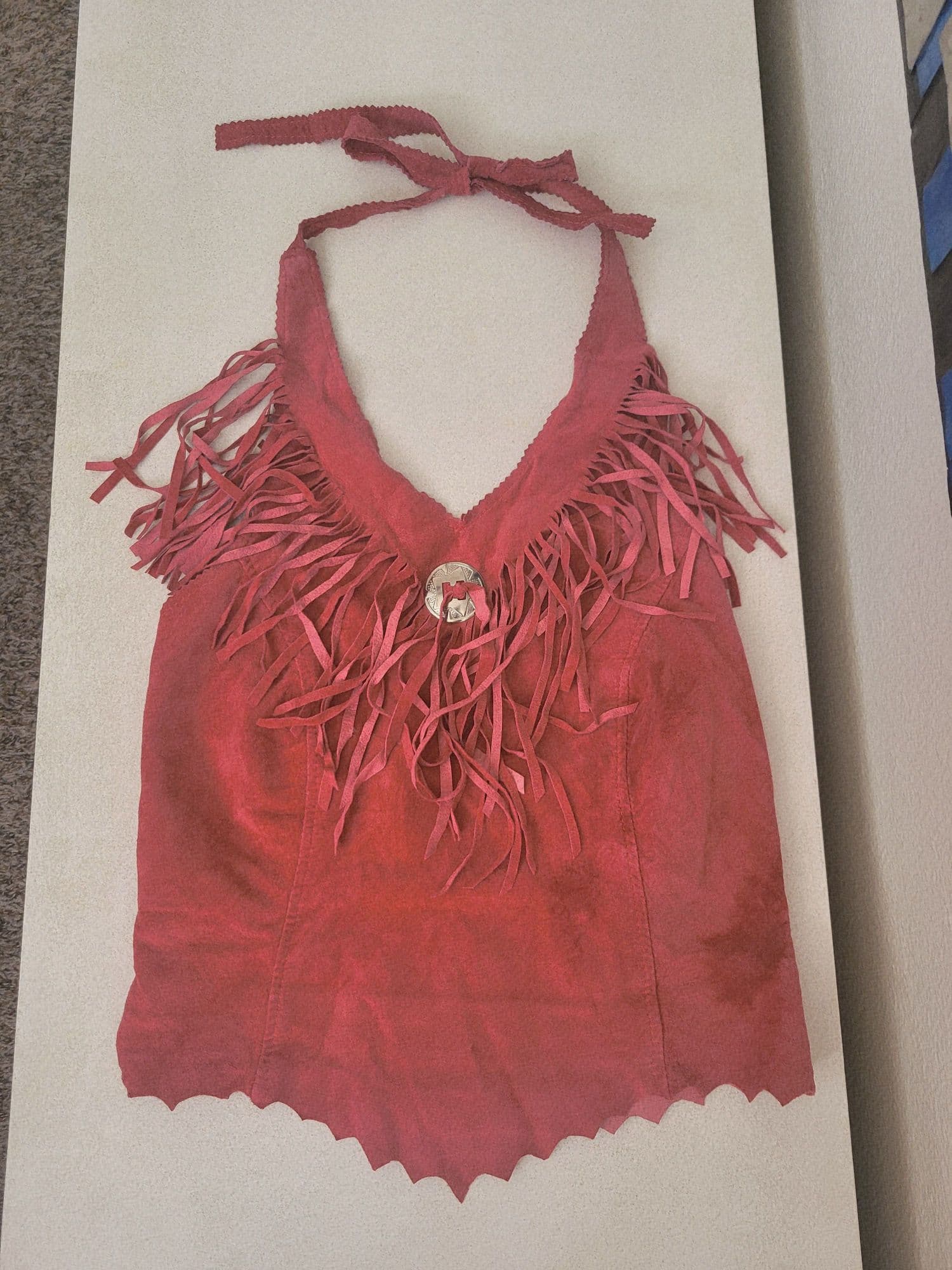 빈티지  가죽 홀터넥 탑 XS - 1