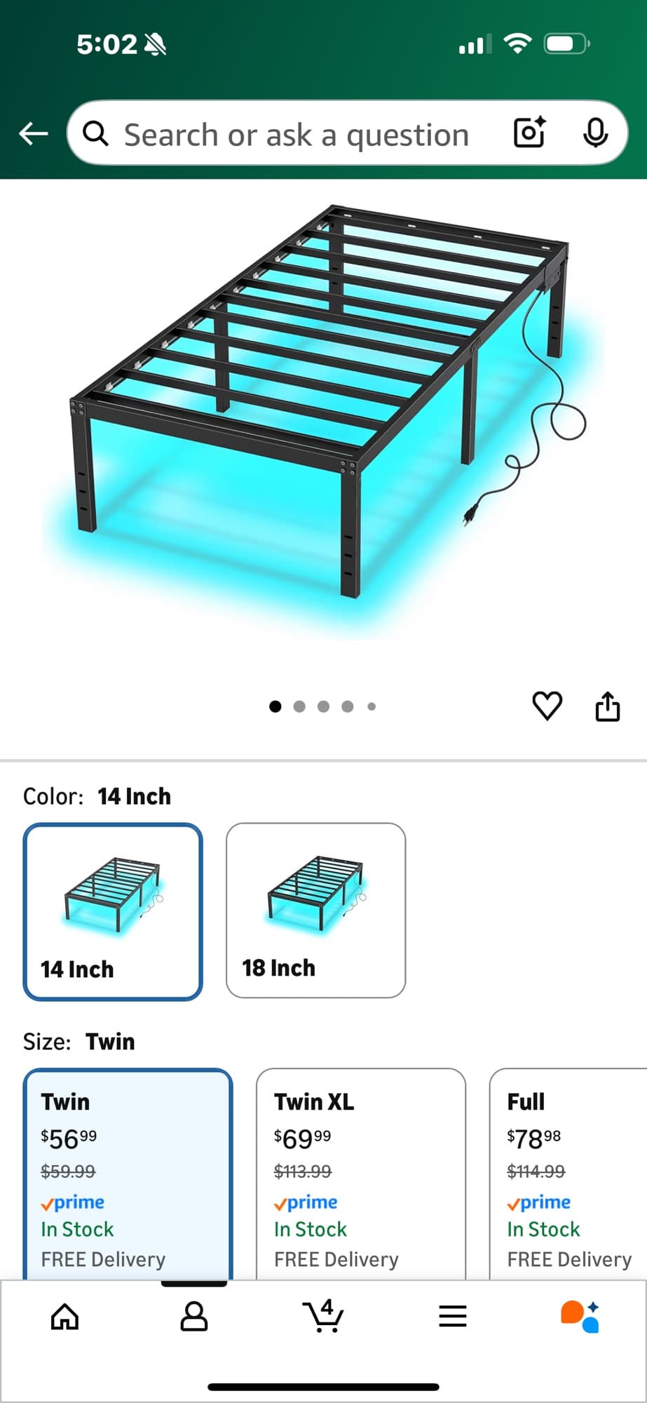 Metal Bed frame (Twin) - 1