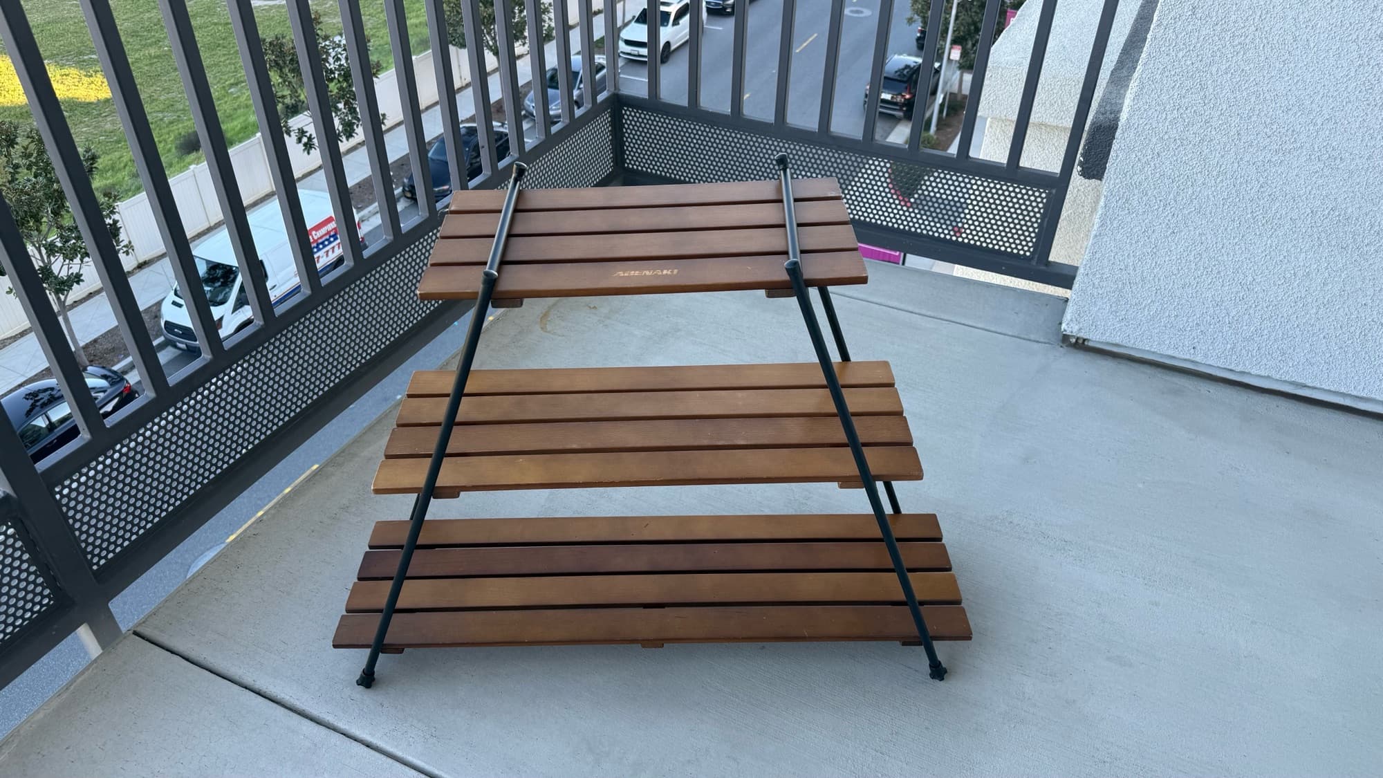 발코니/테라스용 3단 우드 선반 (접이식) - 1