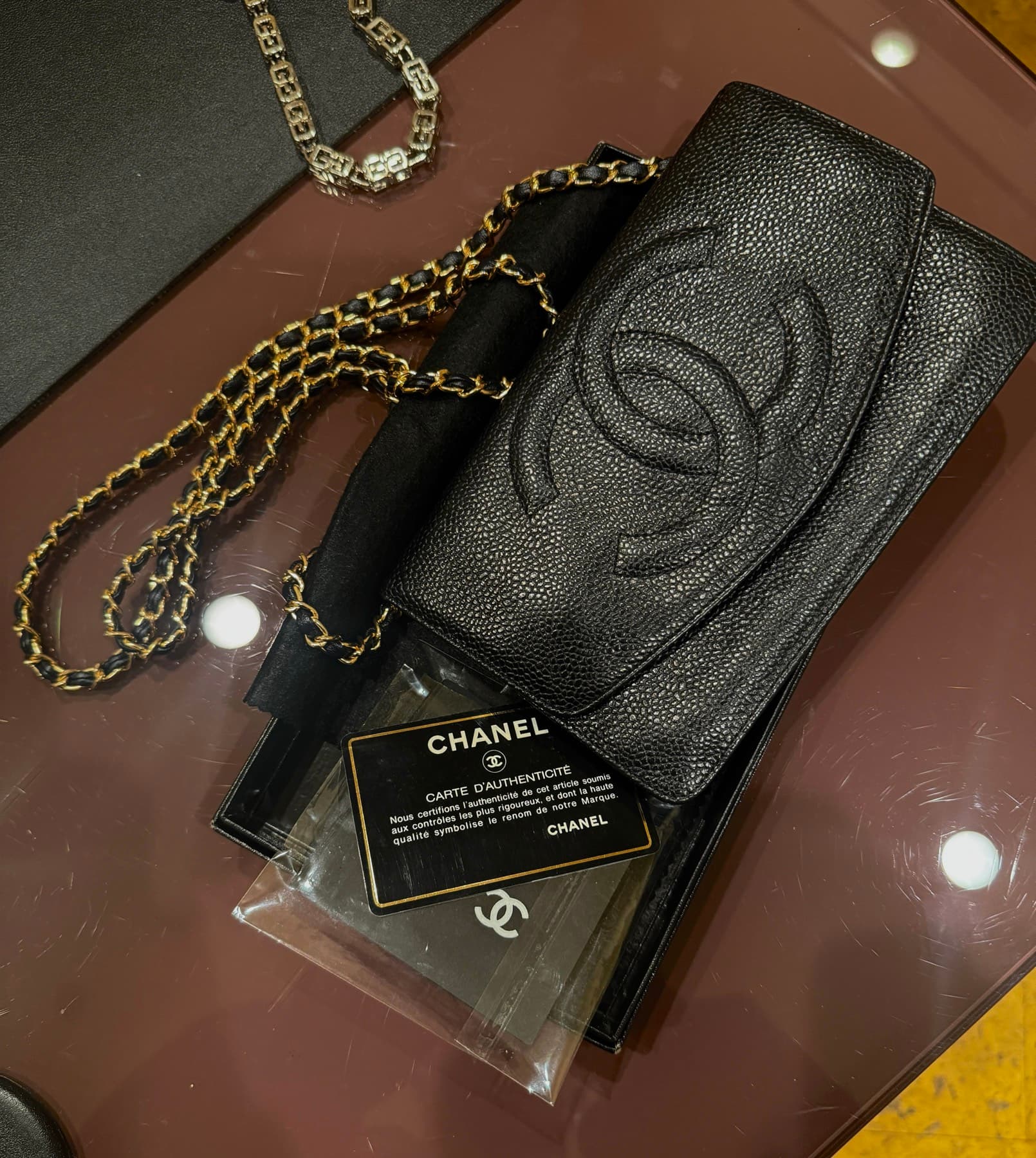 샤넬 캐비어 체인 골드 - 1