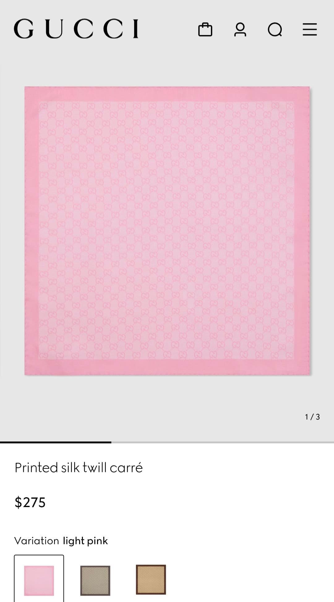 얼바인_ GUCCI 구찌 실프 스카프 핑크 정품 새제품 - 1