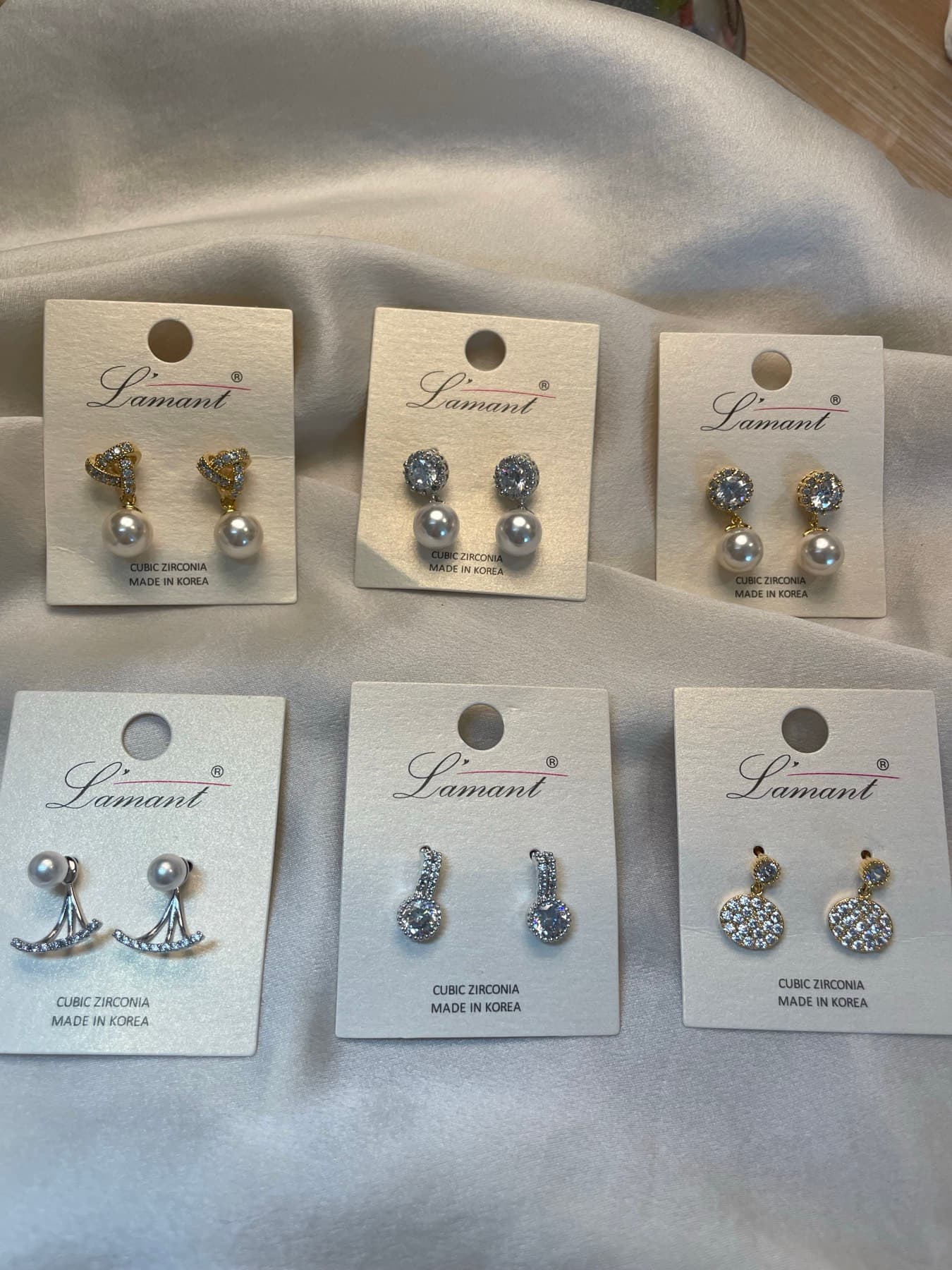 고급 큐빅 진주 이어링(새상품) - 1