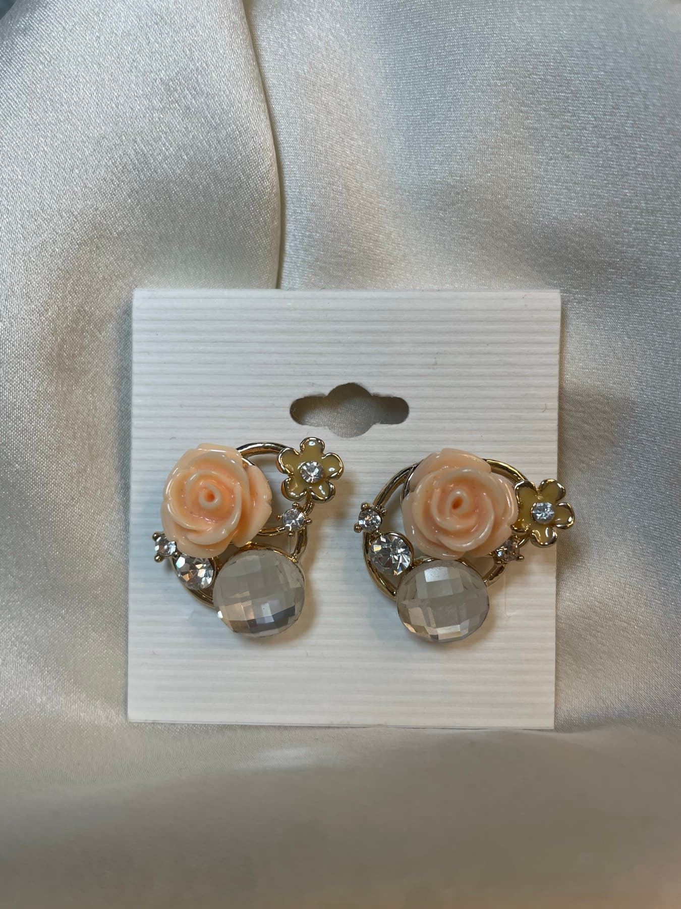 로즈플라워 큐빅 귀걸이(새상품) - 1