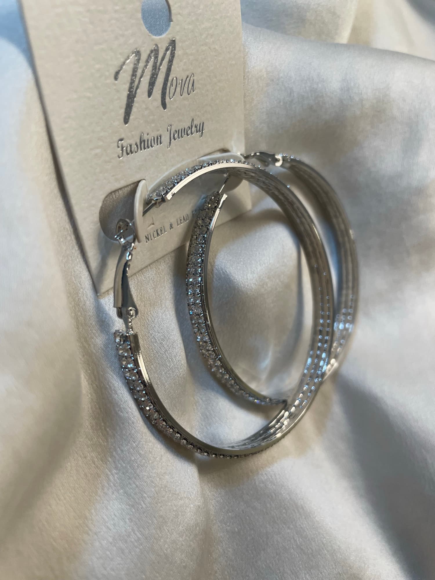 큐빅 후프 링 귀걸이(새상품) - 1