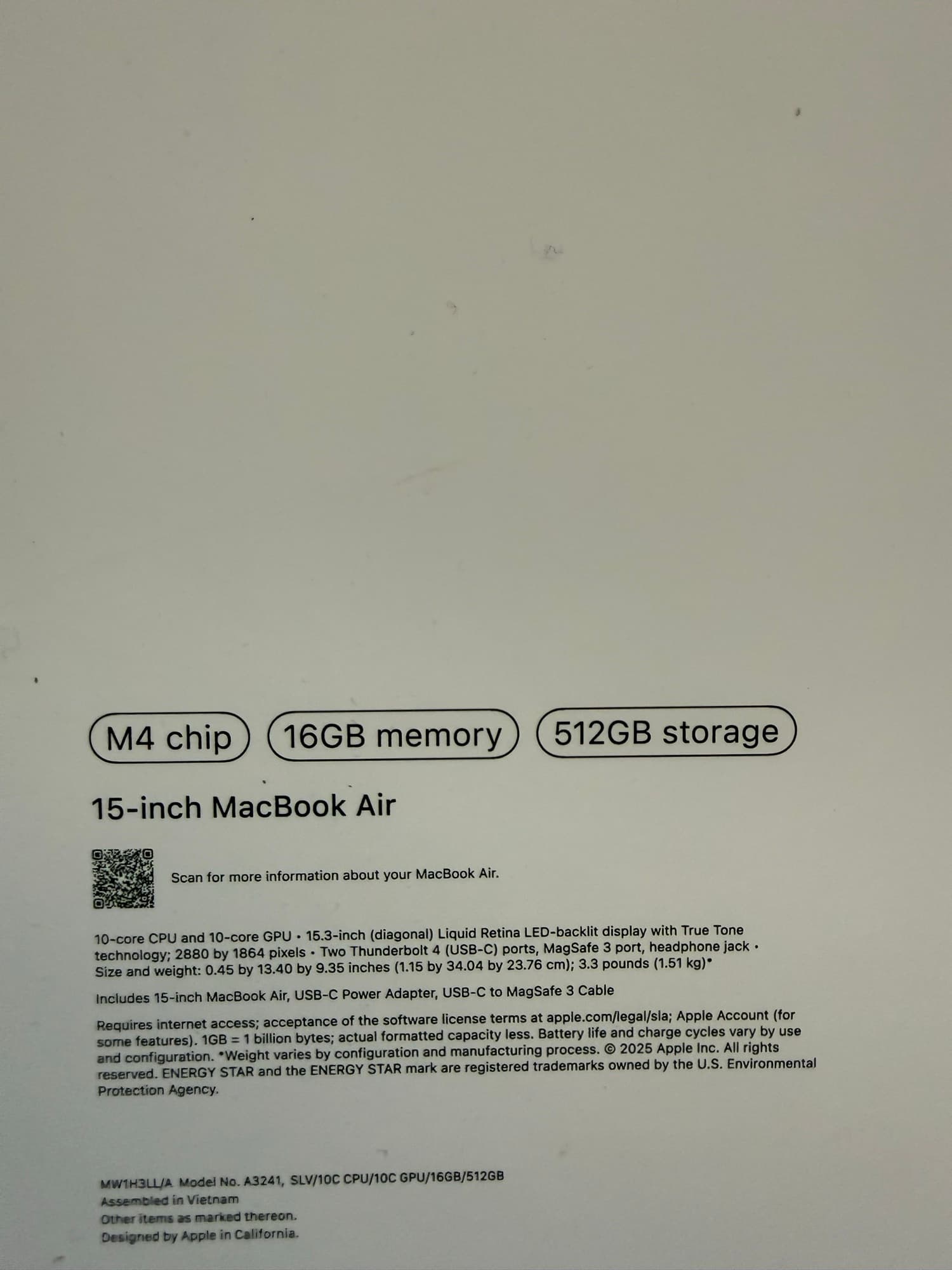 맥북에어 15인치 m4 16기가 512기가 판매합니다 - 1