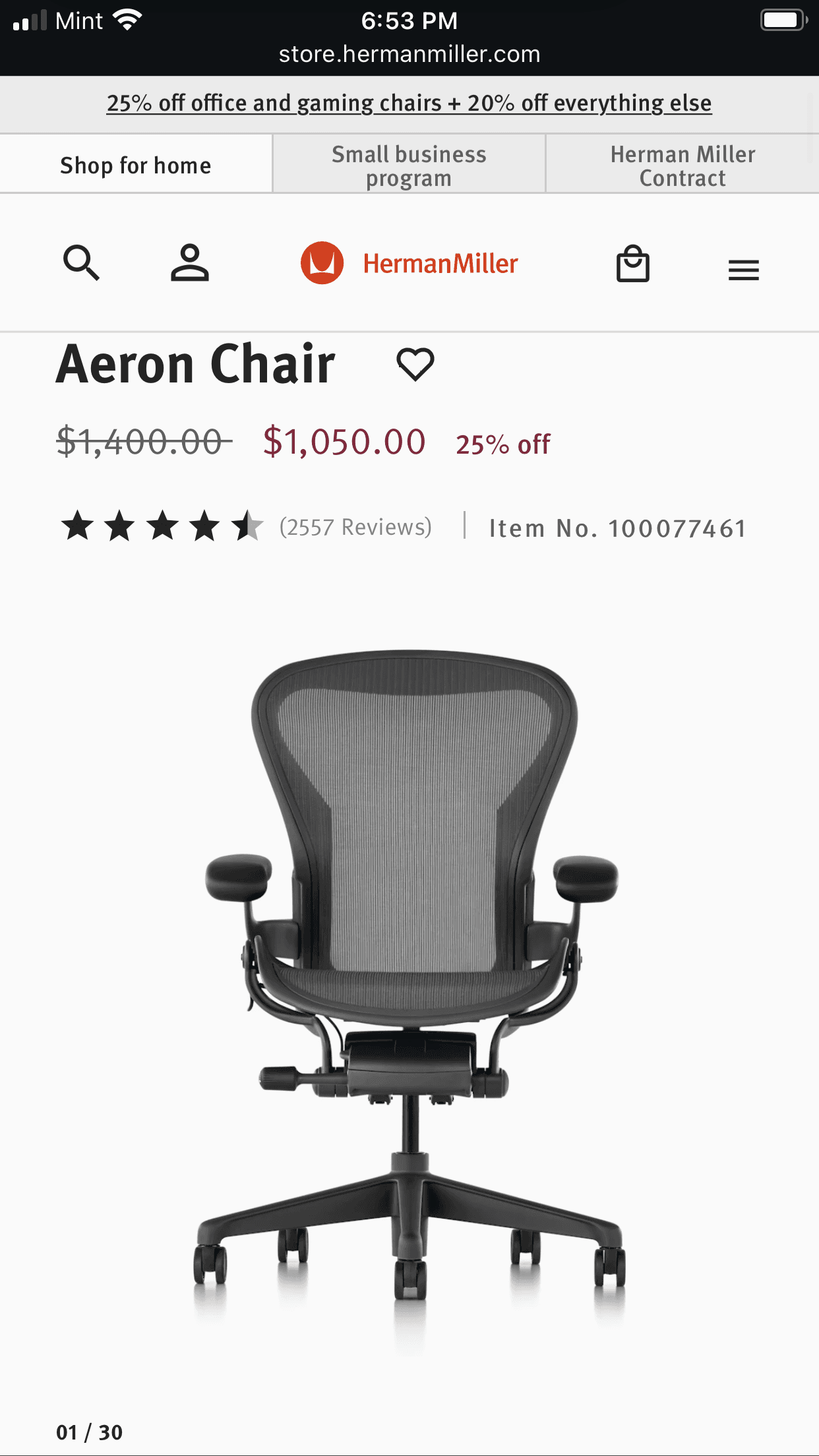 Herman Miller Aeron Classic Size B - 1