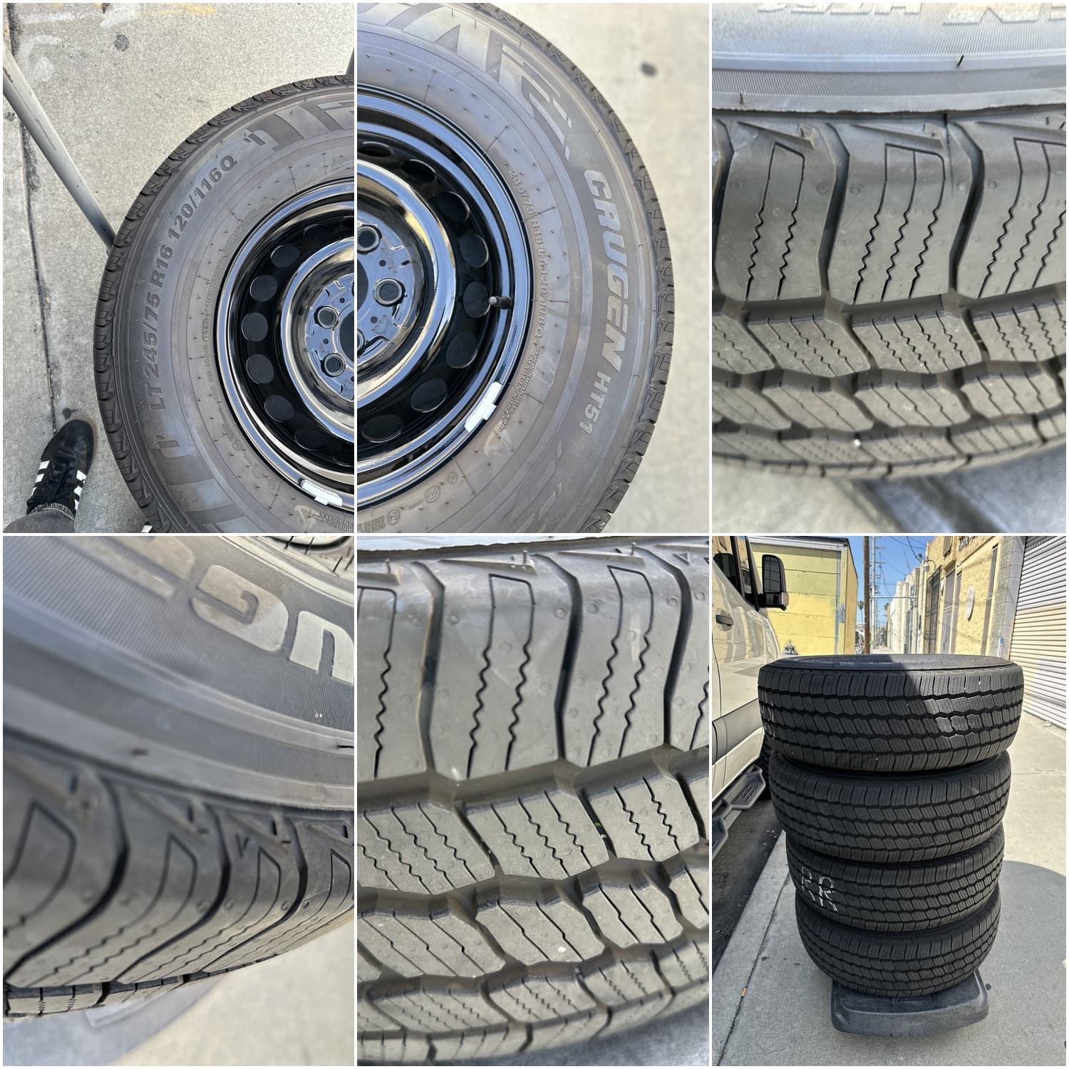 판매 상품: 5 NEW MERCEDES SPRINTER RIM & TIRE LT245-75R16 수량: 5개 가격: 개당 $130 상태: 완전 새 타이어, 빵꾸 난 적 없음. 차량 - 1