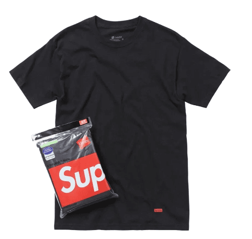 XL 3개 슈프림반팔 3개세트  헤인즈 태그리스 티셔츠 블랙 - 1