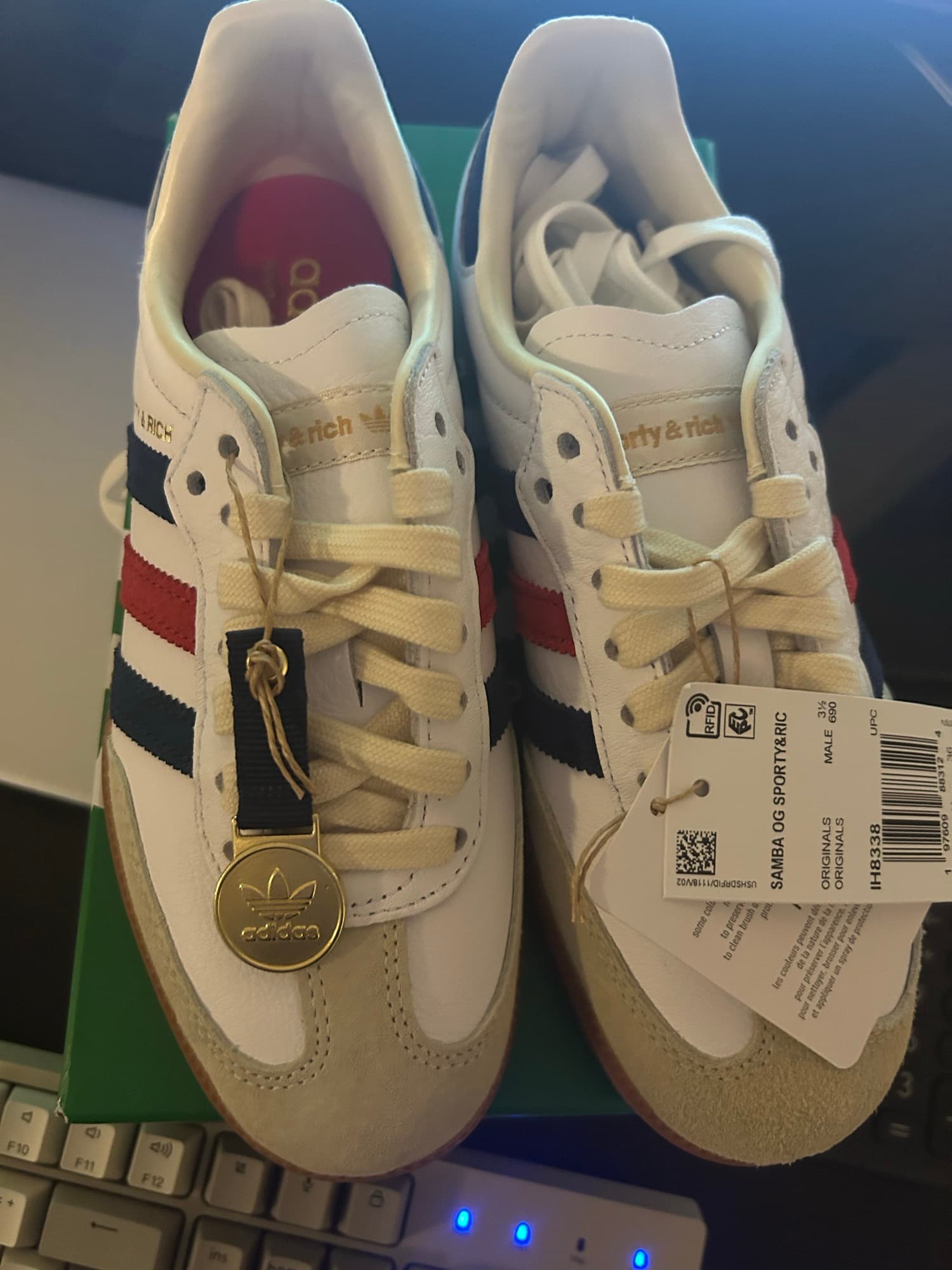 정품 220, 235,240,270 아디다스 스포티앤리치 삼바 클라우드 화이트 나이트 인디고 신발 운동화 - 1