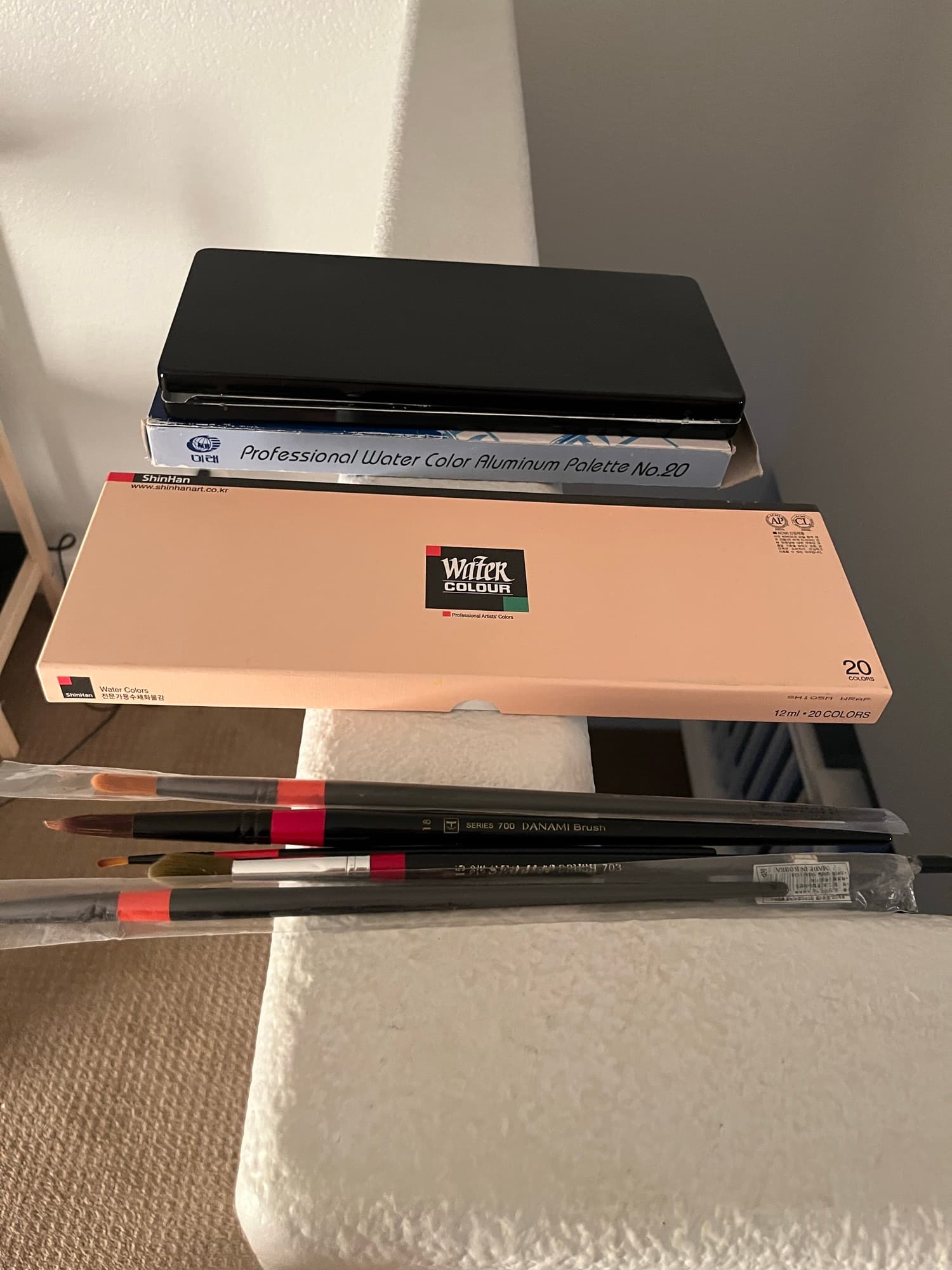 수채화 물감&붓& 파레트 일체 - 1