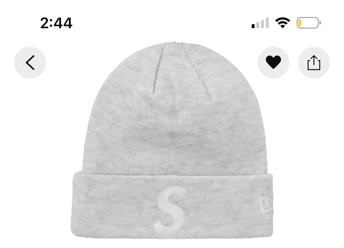 정품 새상품 슈프림 S로고 비니 그레이 - 1