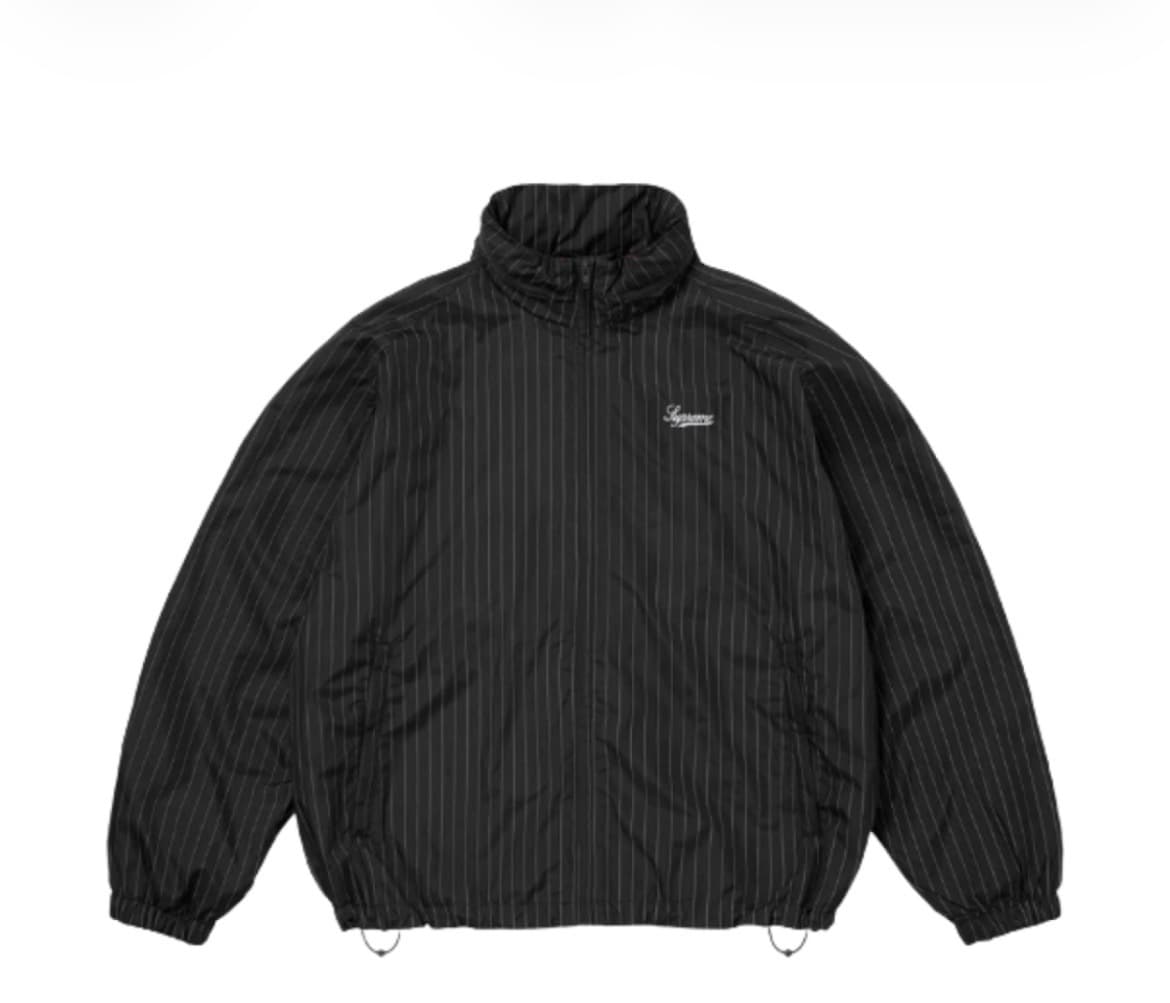 정품 M 슈프림 리플렉티브 핀스트라이프 트랙 자켓 블랙 - 24FW - 1