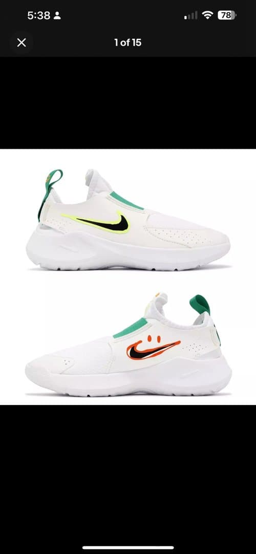 Nike Flex Runner 3 GS White Green Orange Kids Youth Size 6Y Running HF5745 101