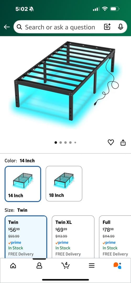 Metal Bed frame (Twin)