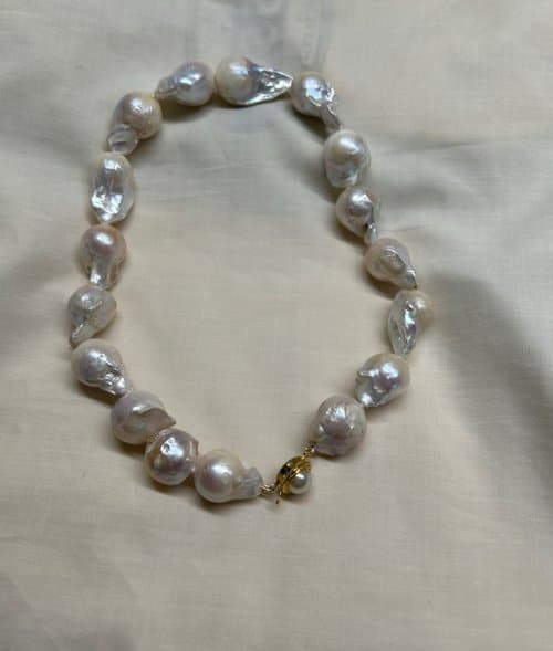 Genuine baroque pearl choker 14 inch necklace