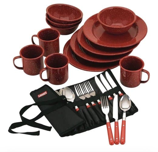 <새상품> Coleman 24-Piece Enamel Dinnerware Set