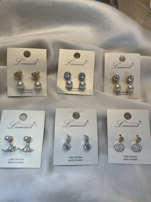 고급 큐빅 진주 이어링(새상품)