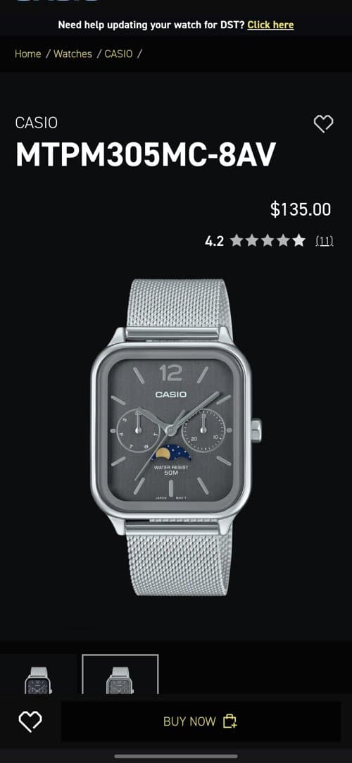 1회 착용 카시오 문페이지 시계판매합니다.