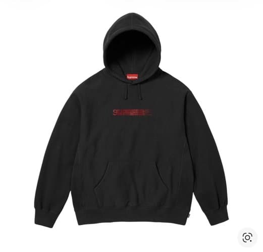 정품 XXL 슈프림 스와로브스키 모션 로고 후드 스웨트셔츠 블랙 - 25FW