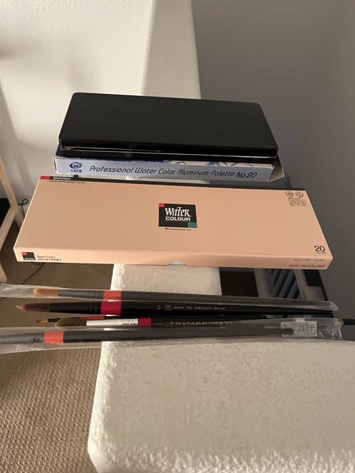 수채화 물감&붓& 파레트 일체