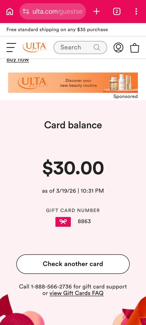 Ulta Beauty 기프트카드