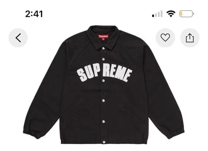 정품 S,M 슈프림 아크 데님 자켓 블랙 아우터