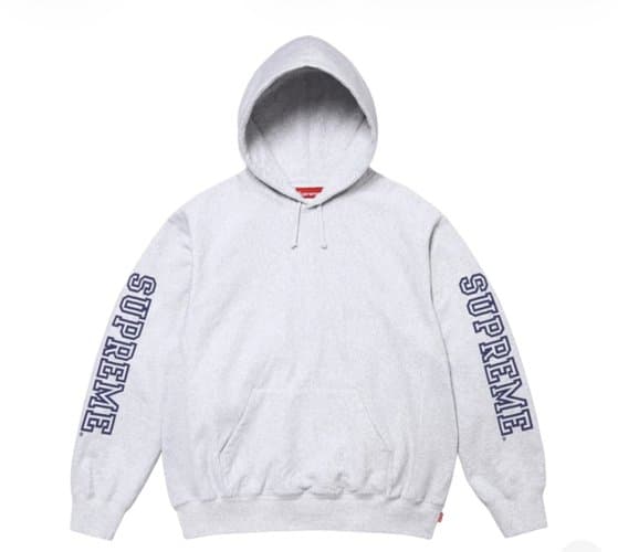정품 XXL 슈프림 컬리지에이트 슬리브 후드 스웨트셔츠 애쉬 그레이 - 24FW