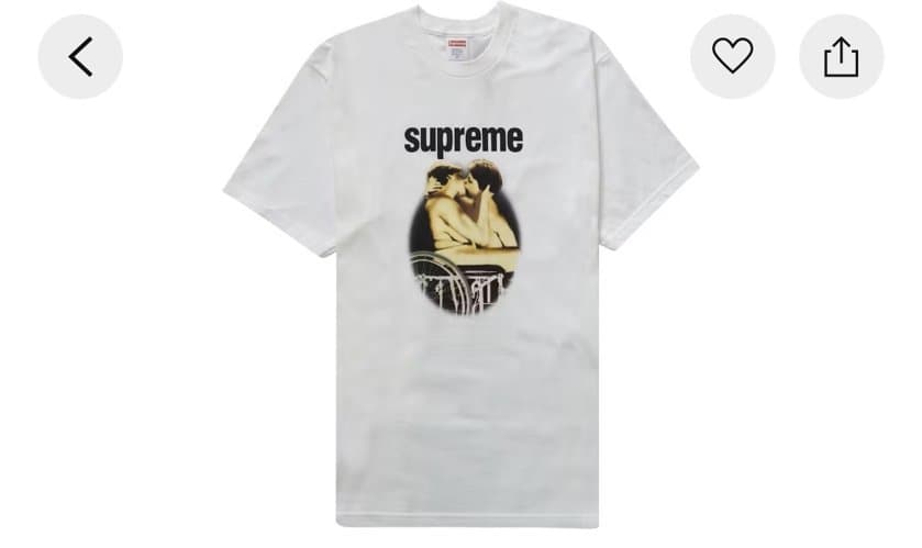 정품 새상품 XL 슈프림 키스티셔츠 반팔 105