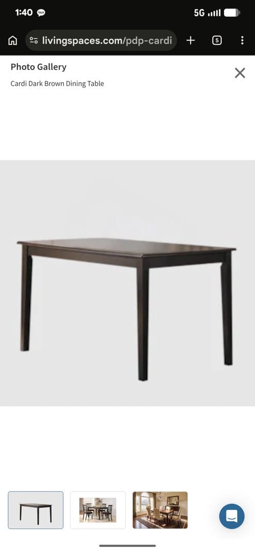 Dining table and chairs