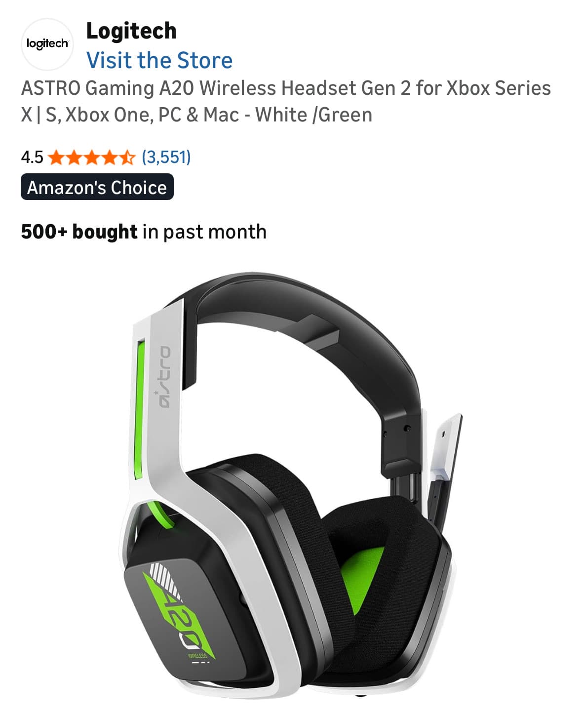 새상품 ASTRO Gaming A20 Wireless Headset Gen 2 for Xbox Series X | S, Xbox One, PC & Mac - White /Green - 1