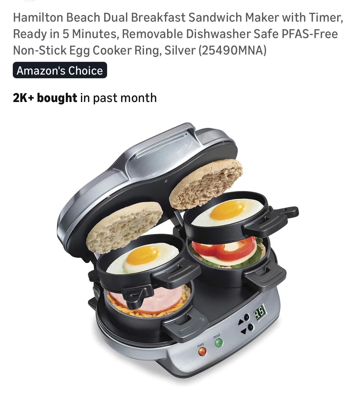 Breakfast Sandwich Maker with Timer - 1